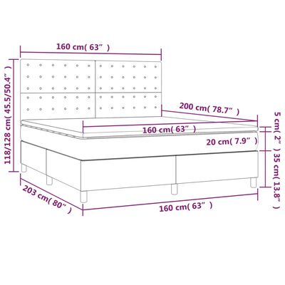 vidaXL Giroletto a Molle con Materasso Cappuccino 160x200cm Similpelle