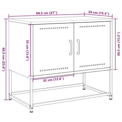 vidaXL Mobile TV Giallo Senape 68,5x39x60,5 cm in Acciaio