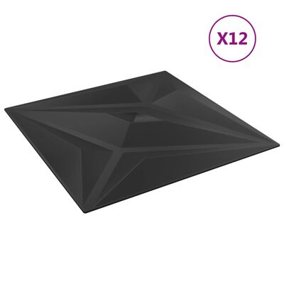 vidaXL Pannelli Murali 12 pz Neri 50x50 cm XPS 3 m² Stella