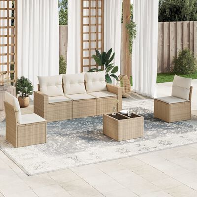 vidaXL Set Divano da Giardino 6 pz con Cuscini Beige in Polyrattan