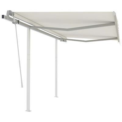 vidaXL Tenda da Sole Retrattile Manuale con Pali 3x2,5 m Crema