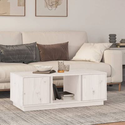 vidaXL Tavolino da Salotto Bianco 110x50x40 cm Legno Massello di Pino