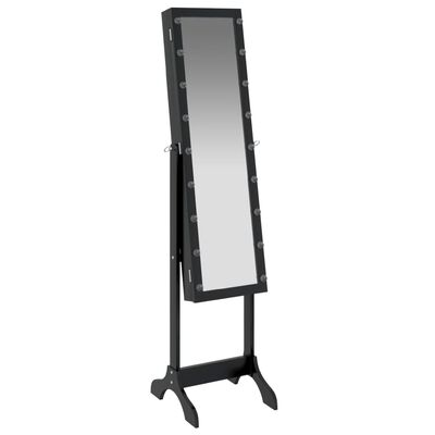 vidaXL Specchio Autoportante con LED Nero 34x37x146 cm