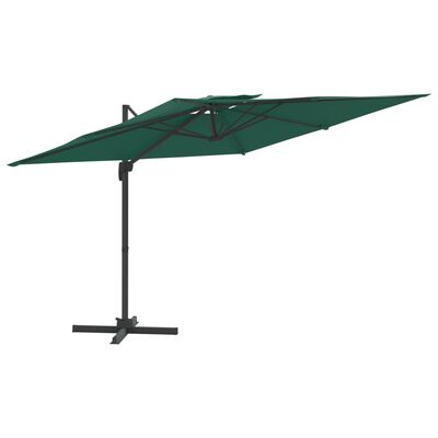 vidaXL Ombrellone a Sbalzo Doppio Piano Verde 400x300 cm