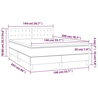 vidaXL Giroletto Molle con Materasso e LED Marrone 140x200 cm