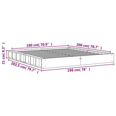 vidaXL Giroletto senza Materasso Marrone Cera 180x200 cm Legno di Pino