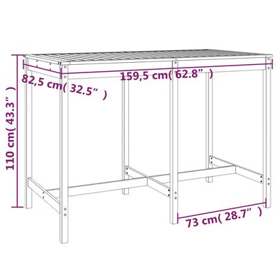 vidaXL Set Bar da Giardino 7 pz ambra in Legno Massello di Pino