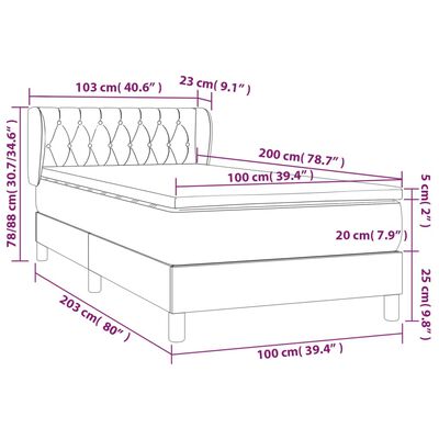 vidaXL Giroletto a Molle con Materasso Rosa 100x200 cm in Velluto