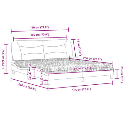 vidaXL Letto con Materasso Bianco 180x200 cm in Similpelle