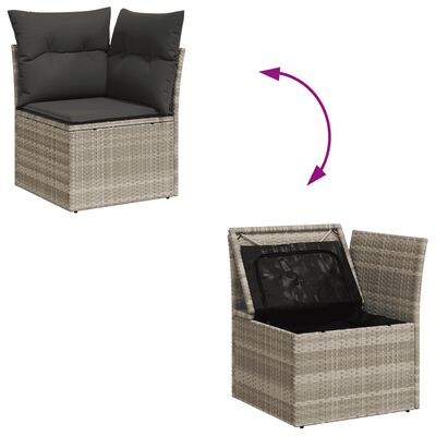 vidaXL Set Divano Giardino 10 pz con Cuscini Grigio Chiaro Polyrattan