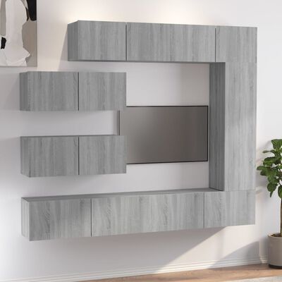 vidaXL Set di Mobili Porta TV 7 pz Grigio Sonoma in Legno Multistrato