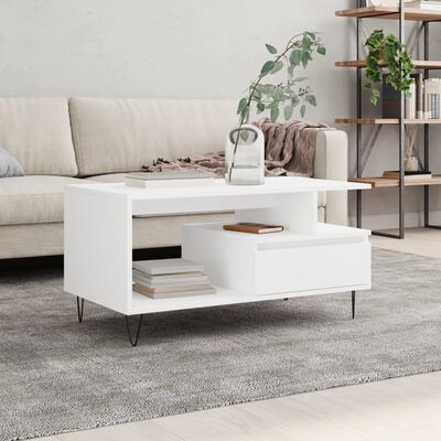 vidaXL Tavolino da Salotto Bianco 90x49x45 cm in Legno Multistrato