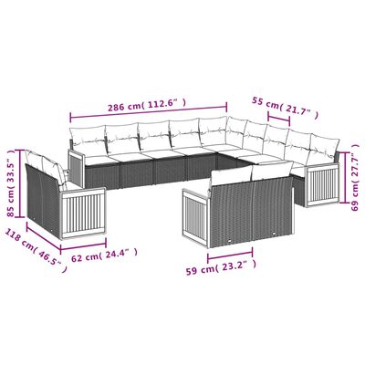 vidaXL Set Divano da Giardino 13 pz con Cuscini Beige in Polyrattan