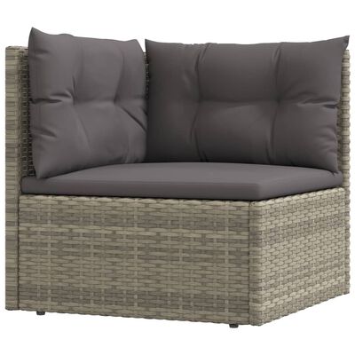 vidaXL Set Divani da Giardino 7 pz con Cuscini in Polyrattan Grigio