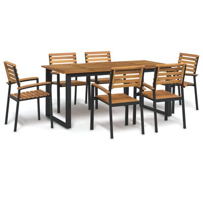 vidaXL Set Pranzo da Giardino 7 pz Legno Massello di Acacia e Metallo