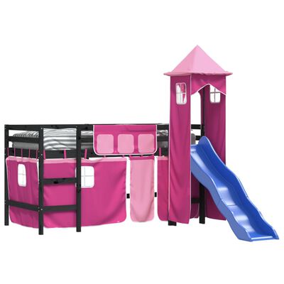 vidaXL Letto a Soppalco con Torre Bambini Rosa 90x190cm Massello Pino