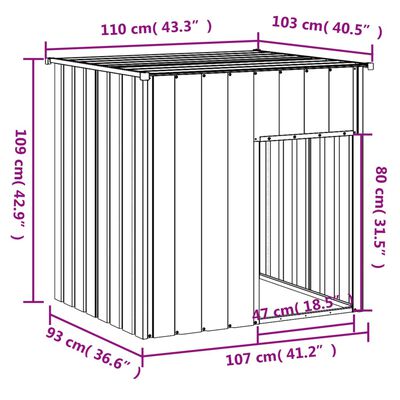 vidaXL Casetta Cani con Tetto Antracite 110x103x109 cm Acciaio Zincato