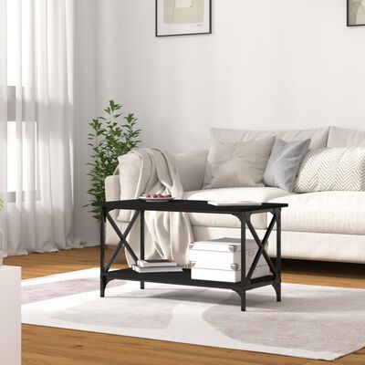 vidaXL Tavolino da Salotto Nero 80x45x45 cm Legno Multistrato e Ferro