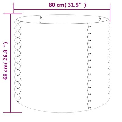 vidaXL Vaso da Giardino Acciaio Verniciato a Polvere 80x80x68cm Grigio