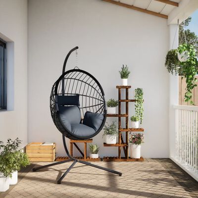 vidaXL Sedia a Uovo Sospesa con Supporto Antracite Polyrattan/Acciaio