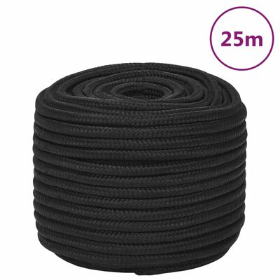 vidaXL Corda Nautica Completamente Nera 14 mm 25 m in Polipropilene