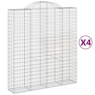 vidaXL Cesti Gabbioni ad Arco 4 pz 200x50x220/240 cm Ferro Zincato