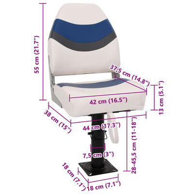 vidaXL Sedile per Barca con Supporto Altezza Regolabile Girevole 360°