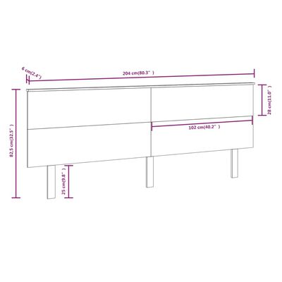 vidaXL Testiera per Letto Nera 204x6x82,5 cm in Legno Massello di Pino