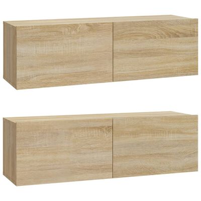 vidaXL Mobili TV Muro 2pz Rovere Sonoma 100x30x30 cm Legno Multistrato