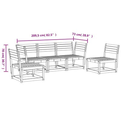 vidaXL Set Divani da Giardino 5 pz in Legno Impregnato di Pino