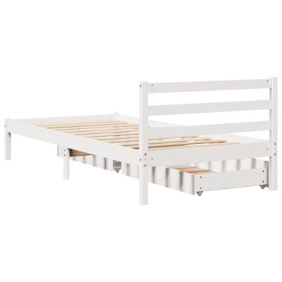 vidaXL Giroletto senza Materasso Bianco 100x200 cm Legno Massello Pino