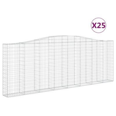 vidaXL Cesti Gabbioni ad Arco 25 pz 400x30x140/160 cm Ferro Zincato