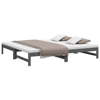 vidaXL Dormeuse Estraibile Grigia 2x(90x200) cm Legno Massello di Pino