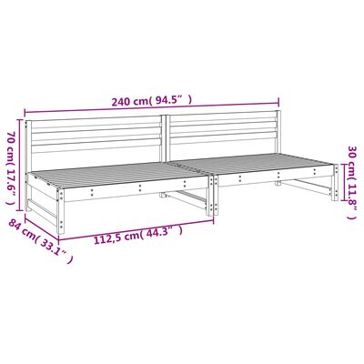 vidaXL Divani Centrali Giardino 2pz Neri 120x80cm Legno Massello Pino