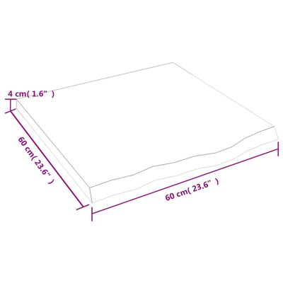 vidaXL Piano Bagno Marrone 60x60x(2-4) cm Legno Massello Trattato