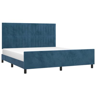 vidaXL Giroletto senza Materasso Blu Scuro 160x200 cm in Velluto