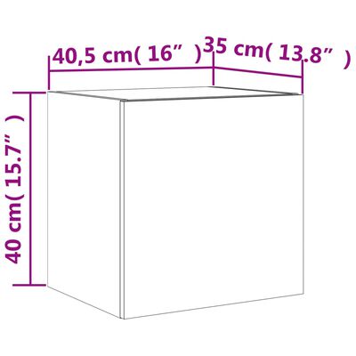 vidaXL Mobili TV a Parete con Luci LED 2pz Rovere Fumo 40,5x35x40 cm