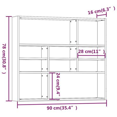 vidaXL Mensola a Muro Rovere Fumo 90x16x78 cm in Legno Multistrato