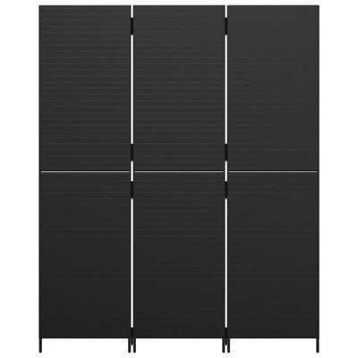 vidaXL Divisorio per Ambienti a 3 Pannelli Nero in Polyrattan