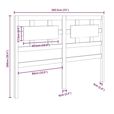 vidaXL Testiera per Letto 185,5x4x100 cm Legno Massello di Pino