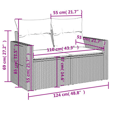 vidaXL Set Divani da Giardino 7pz con Cuscini Grigio Chiaro Polyrattan