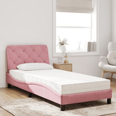 vidaXL Letto con Materasso Rosa 80x200 cm in Velluto