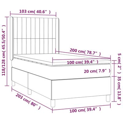 vidaXL Letto a Molle con Materasso e LED Blu Scuro 100x200 cm