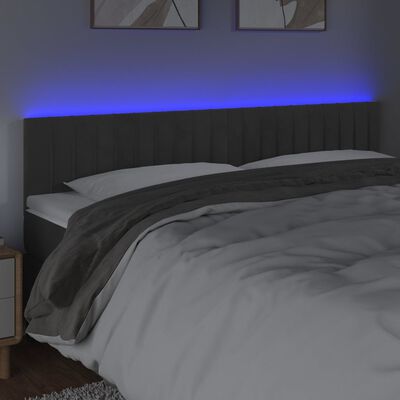 vidaXL Testiera a LED Grigio Scuro 180x5x78/88 cm in Velluto