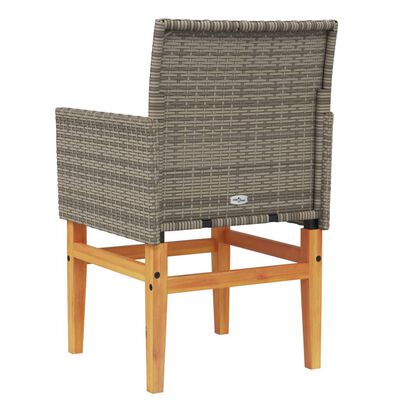 vidaXL Sedie Giardino con Cuscini 2pz Grigie Polyrattan Legno Massello