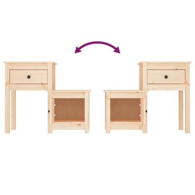 vidaXL Comodini 2 pz 79,5x38x65,5 cm in Legno Massello di Pino