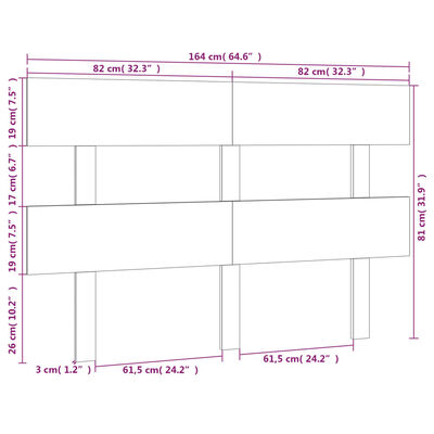 vidaXL Testiera per Letto 164x3x81 cm in Legno Massello di Pino