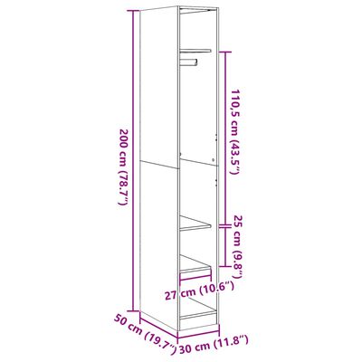 vidaXL Armadio Bianco 30x50x200 cm in Legno Multistrato