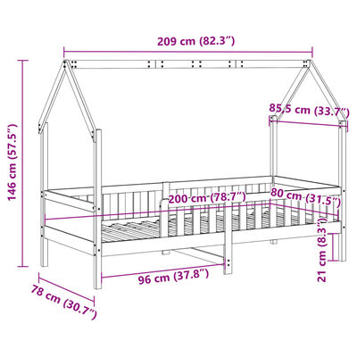 vidaXL Giroletto Casetta Bambini Bianco 80x200 cm Legno Massello Pino