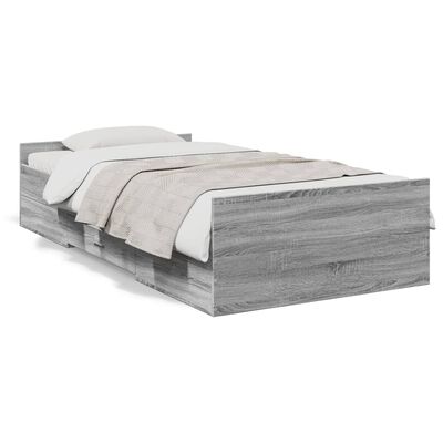 vidaXL Giroletto Cassetti Grigio Sonoma 90x190 cm Legno Multistrato